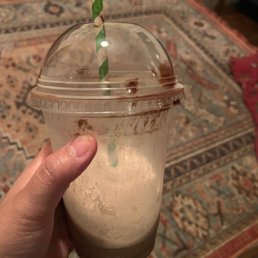 What's left of my ice mocha or mocha freeze or frap.. seriously good. Paper straws! Very earth friendly