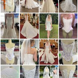 Alterations By Seamstress Lena - Custom made wedding 4 piece (hand beaded corset, long skirt, short skirt, hand beaded vail) outfit
