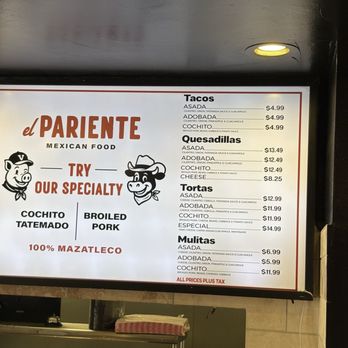 El Pariente - Menu 12.13.25 - Mexican Near Me - San Diego, California