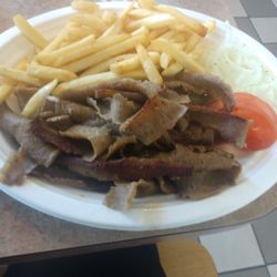 Mr Zee's - Gyros plate with price tomatoes and onion and cucumber sauce which I forgot to take a picture of