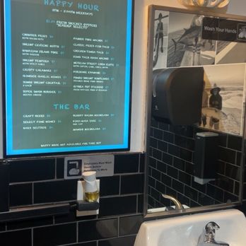 Seasurf Fish - Bathroom and menu - Seafood Near Me - San Clemente, California