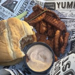 Boondocks Bar & Grill - Loaded Prime Burger and sweet potato fries