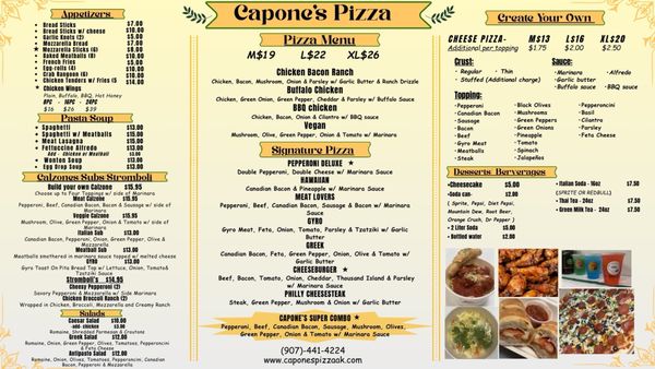 Menu photo 1 Capone's Pizza Anchorage, AK