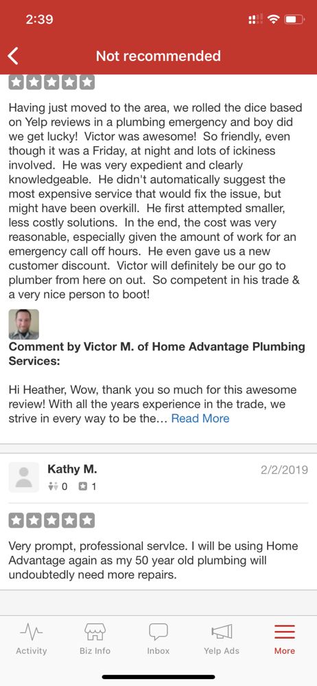Slide of Home Advantage Plumbing Services