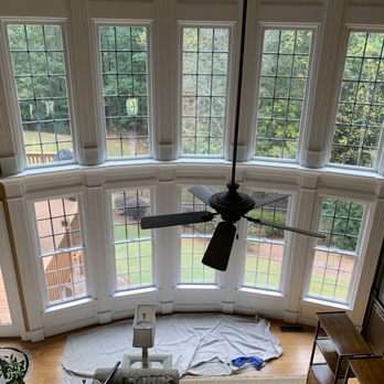 All Pro Window Tinting - 2 story great room being treated with our Huper Optik Ceramic 30 Series. - Home Window Tinting Near Me - Canton, Georgia