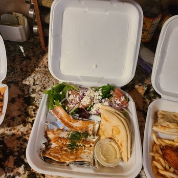Off The Hook Fish Grill - Maji Majidinner plate with double salad - Seafood Near Me - Whittier, California Off The Hook Fish Grill - Maji Majidinner plate with double salad - Seafood Near Me - Whittier, California