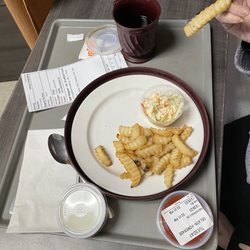 Oakland Rehabilitation & Healthcare Center - This is a vegetarian dinner : French fries and jello.