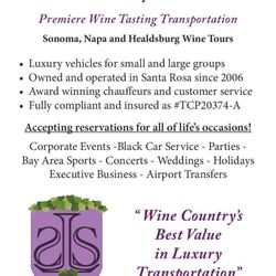 Wine Country's Best Value in Luxury Transportation