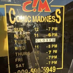 Comic Madness - Store Hours