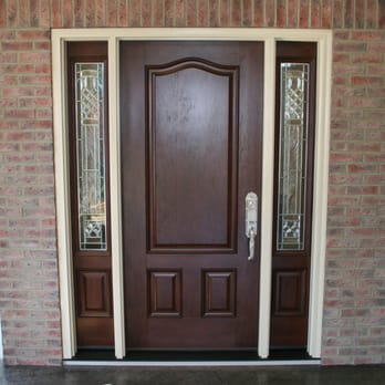 Cunningham Door & Window - Provia Signet Mahogany Texture Fiberglass Entry Door & Sidelights - Garage Door Services Near Me - Louisville, Kentucky