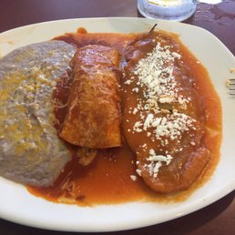 Delicious chili relleno and shredded beef enchilada Delicious chili relleno and shredded beef enchilada