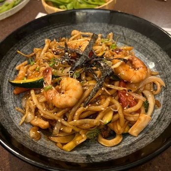 Toji Sushi - a plate of noodles with shrimp and vegetables - Sushi Bars Near Me - Toronto, Ontario Toji Sushi - a plate of noodles with shrimp and vegetables - Sushi Bars Near Me - Toronto, Ontario