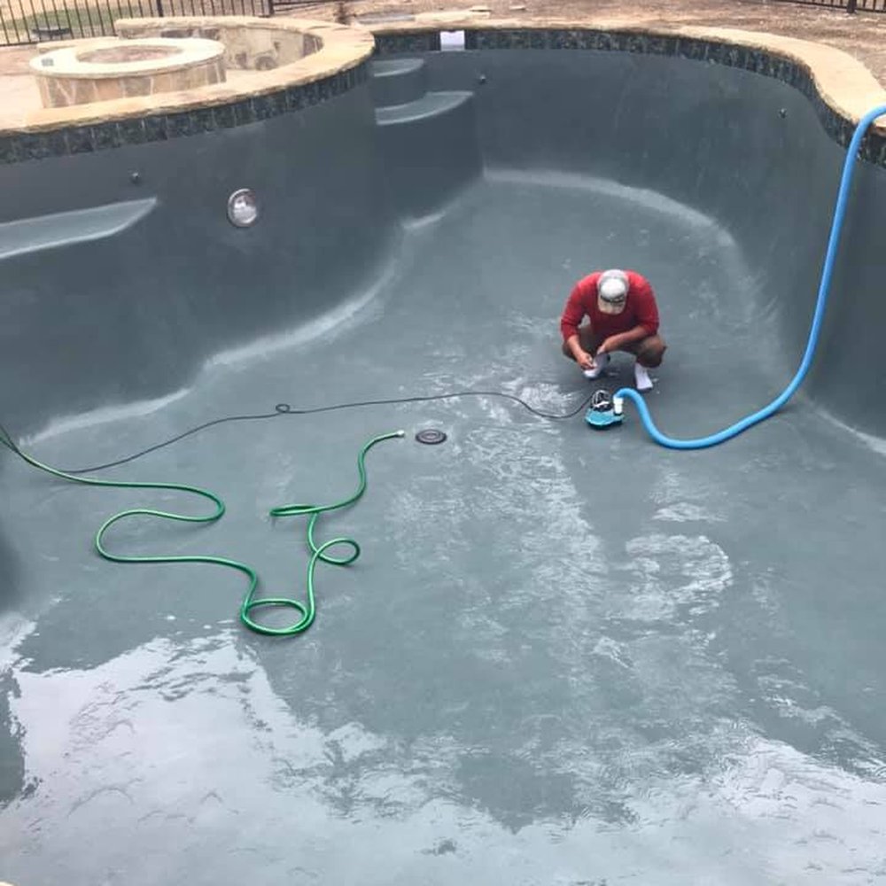 TexSun PoolScapes - Gunite and plaster on...went with a gray plaster that made our water look very mediterranean - Pool & Hot Tub Service Near Me - Cleburne, Texas