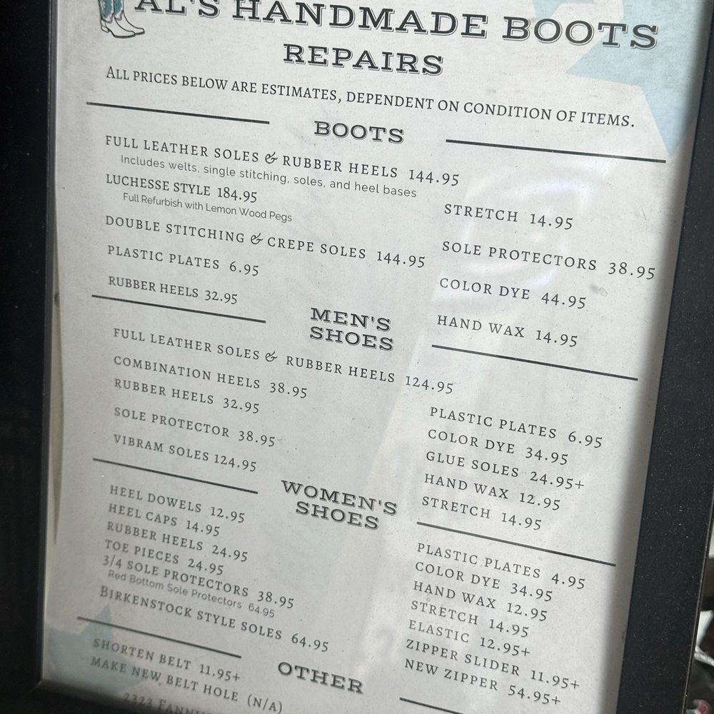 Al's Handmade Boots - Shoe Repair Near Me - Houston, Texas