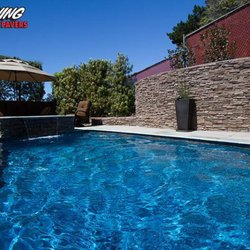 Lightning Pools & Pavers - Now this pool is looking cool and fresh! This NPT pool design features a Tahoe Blue pool surface and the tile is QuartzScapes: Blue - Gemsto