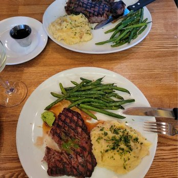 Rock'N Fish - Ribeye with Garlic Mash potatoes and green beans. - Seafood Near Me - Manhattan Beach, California Rock'N Fish - Ribeye with Garlic Mash potatoes and green beans. - Seafood Near Me - Manhattan Beach, California