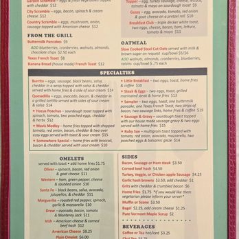 Somewhere in Time Cafe - Menu front,  29Mar2026 - Breakfast & Brunch Near Me - Mystic, Connecticut