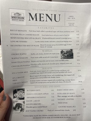 Menu photo 2 Windy Hollow Biscuit House Owensboro, KY Menu photo 2 Windy Hollow Biscuit House Owensboro, KY