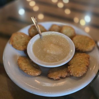 The Auslander - Potato pancakes with applesauce. Just came back but not on menu. Very good - German Near Me - Fredericksburg, Texas The Auslander - Potato pancakes with applesauce. Just came back but not on menu. Very good - German Near Me - Fredericksburg, Texas