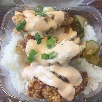 Pine Tree Cafe - Spicy garlic fried chicken with aioli. YUMMM - Breakfast & Brunch Near Me - Kailua-Kona, Hawaii Pine Tree Cafe - Spicy garlic fried chicken with aioli. YUMMM - Breakfast & Brunch Near Me - Kailua-Kona, Hawaii