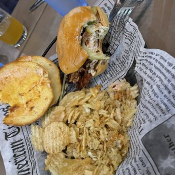 White Rock Alehouse & Brewery - Nashville hot chicken. The first bun was hard like hockey puck. 2/5 stars. I honestly wanted to send it back for a refund. - Breweries Near Me - Dallas, Texas