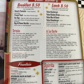 Nickel's Diner - Menu back - Breakfast & Brunch Near Me - Rio Rico, Arizona Nickel's Diner - Menu back - Breakfast & Brunch Near Me - Rio Rico, Arizona