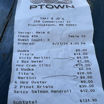 JD's - Upcharges - Pizza Near Me - Provincetown, Massachusetts