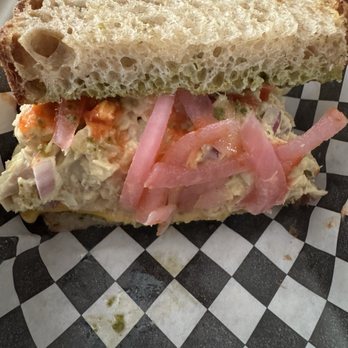 Brew Story - Cross section of the tuna sando - Coffee & Tea Near Me - Huntington Beach, California
