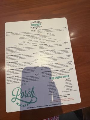 Menu photo 1 The Porch Winter Park, FL Menu photo 1 The Porch Winter Park, FL