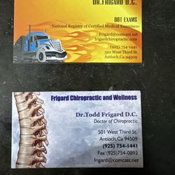 Frigard Chiropractic Clinic - Business card for the Dr office