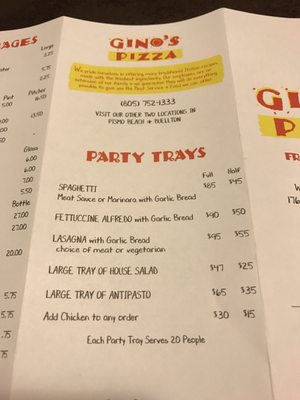Menu photo 4 Gino's Pizza SLO San Luis Obispo, CA