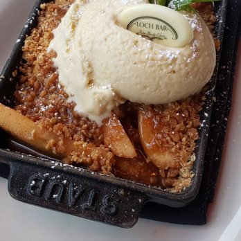 Loch Bar - Apple Crisp with Bourbon caramel and ice cream - Seafood Near Me - Baltimore, Maryland Loch Bar - Apple Crisp with Bourbon caramel and ice cream - Seafood Near Me - Baltimore, Maryland