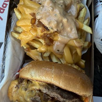 In-N-Out Burger - Three-by-three animal style with animal fries - Burgers Near Me - Cabazon, California In-N-Out Burger - Three-by-three animal style with animal fries - Burgers Near Me - Cabazon, California