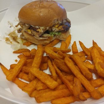 Chapps Burgers - Grilled Cajun Chicken Sandwich With Sweet Potato Fries - Burgers Near Me - Arlington, Texas Chapps Burgers - Grilled Cajun Chicken Sandwich With Sweet Potato Fries - Burgers Near Me - Arlington, Texas