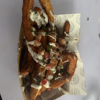Oli Baba's - Halloumi fries with all the toppings - Middle Eastern Near Me - Camden Lock Place, XGL Oli Baba's - Halloumi fries with all the toppings - Middle Eastern Near Me - Camden Lock Place, XGL