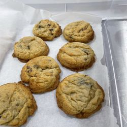 Homemade chocolate chip cookies. All pastries made on site.