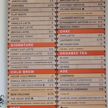 Nook Coffee Bar - Menu - Coffee & Tea Near Me - Torrance, California