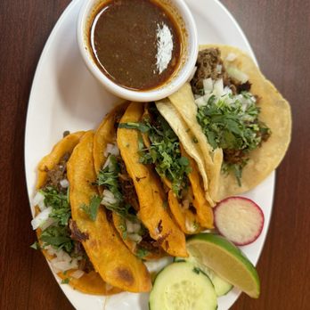 Ponchos Tacos - 3 Birria Taco and 1 Suadero Taco - Mexican Near Me - Baltimore, Maryland