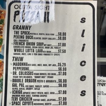 Outta Sight Pizza - Menu of the day - Pizza Near Me - San Francisco, California