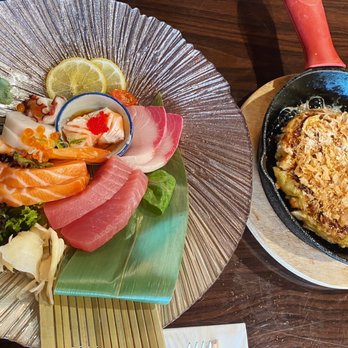 Sushi Siam - Sashimi Platter + Okonomiyaki - Sushi Bars Near Me - Champaign, Illinois