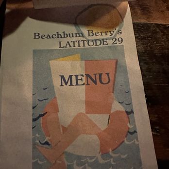 Beachbum Berry's Latitude 29 - Front of the Menu - Hawaiian Near Me - New Orleans, Louisiana