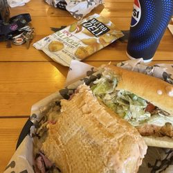 Chicken bacon ranch and the pastrami Subs I split with the wifey.