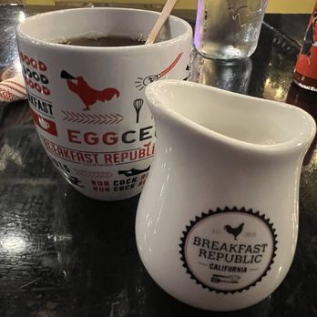 Breakfast Republic - Bottomless Cafe de Olla with cute little creamer pot - Breakfast & Brunch Near Me - San Diego, California