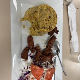 Mofongo con Longaniza- Mofongo with Dominican Sausage Mofongo con Longaniza- Mofongo with Dominican Sausage
