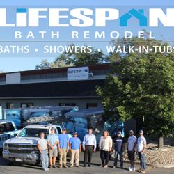 Lifespan Bath Remodel - Our showroom and team. We have 10 full size showers on display along with flooring samples and everything you need for a beautiful new bath!