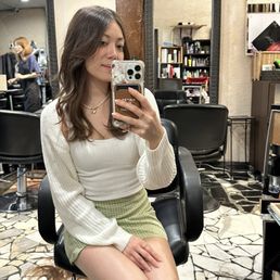 In the salon! Just after being cut/styled