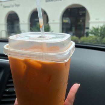 Dancing Spoons - Thai Tea, such a cute container and a cup that can be reused - Thai Near Me - San Gabriel, California
