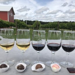 Wine flight paired with truffles and a port w dark chocolate Wine flight paired with truffles and a port w dark chocolate
