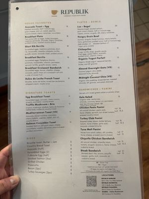 Menu photo 1 Republik Coffee Pasadena, CA