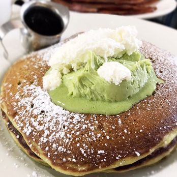 Bea Bea's - BEA BEA'S * Green Tea Monster. Their Matcha green tea pancake with green tea mascarpone, white chocolate chips, and whipped cream. - Coffee & Tea Near Me - Burbank, California